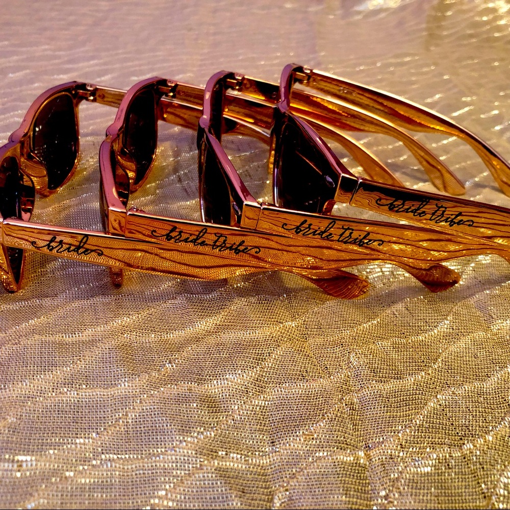 NWOT 1 Rose Gold “Bride” sunglasses 🕶 + 3 Rose Gold “Bride Tribe” sunglasses